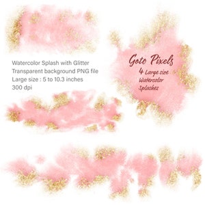 Pink Watercolor Splash, Splashes and Splotches clip art, Digital PNG files,Logo Background, Watercolor banner, pink watercolor background