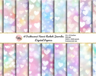 Schillerndes Herz Bokeh Digitale Papiere: Valentinstag Hintergründe (Digitaler Download)