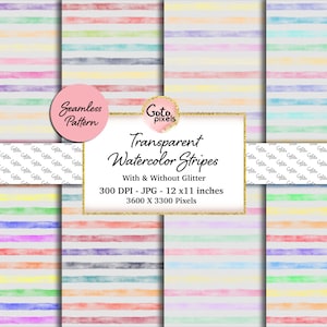 Modèle sans couture de rayures aquarelle, papier numérique rayures aquarelle arc-en-ciel, fonds transparents, motif rayures, papier aquarelle 5