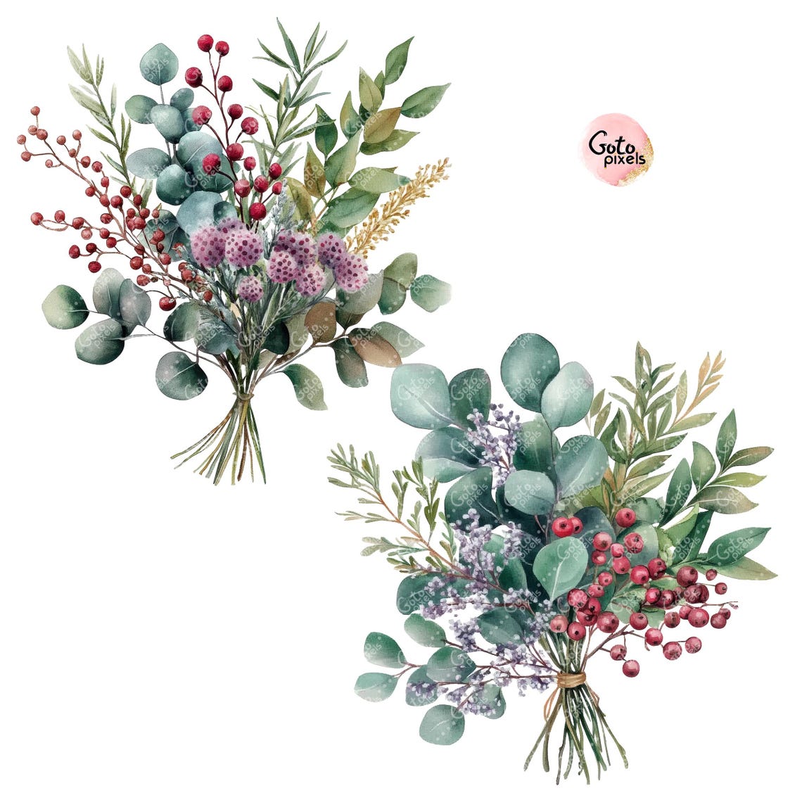 Eucalyptus Bouquet Clipart: Wedding Greenery PNG (digital Download) - Etsy