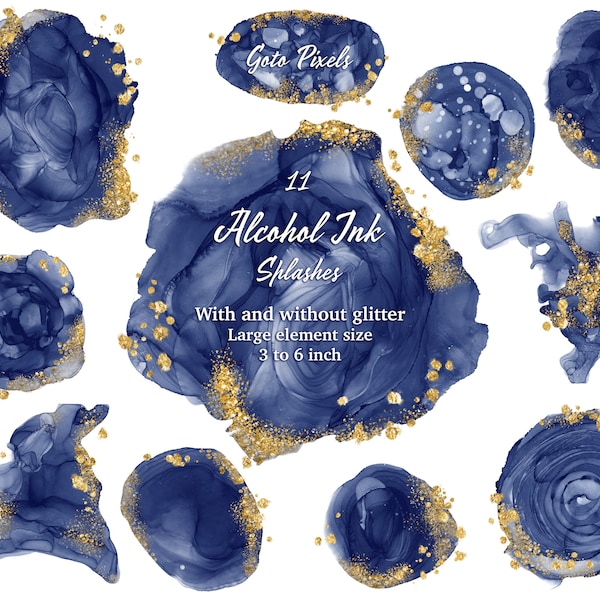 Logo Background Blue watercolor background clipart Alcohol ink clipart Indigo and gold watercolor logo Digital Download Splash Splotches 2