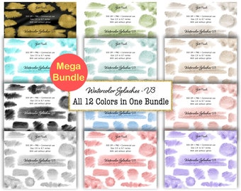 Watercolor Splash Clipart MEGA Bundle: 384 PNG Images (Digital Download)