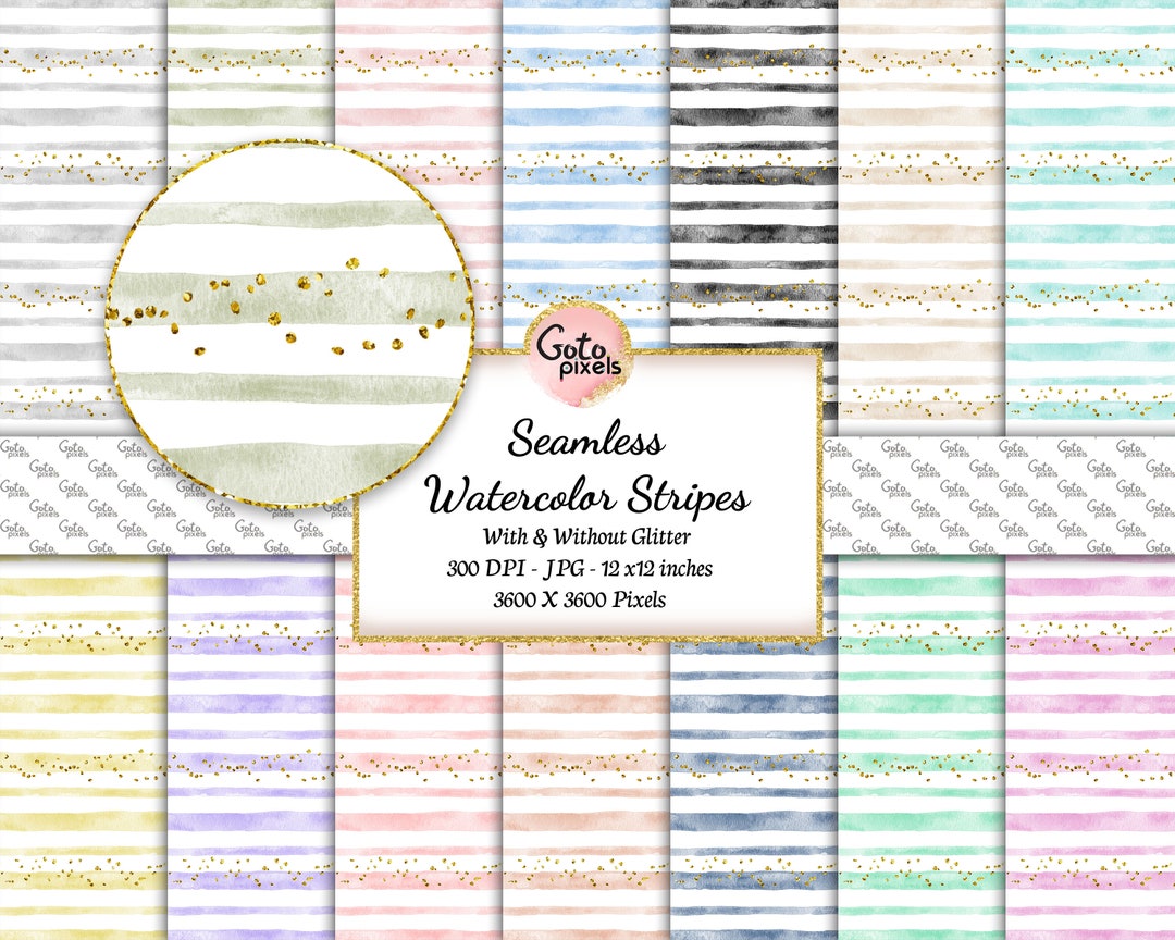 Watercolor Stripes Seamless Pattern: Pastel Digital Paper (digital ...
