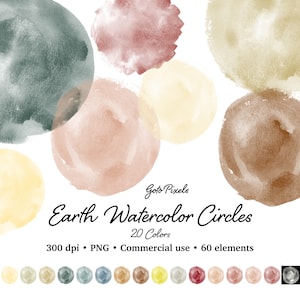 Earth tone Watercolor circle clipart, Watercolor circles for logo, Neutral Watercolor clipart PNG Instant Download for Commercial use