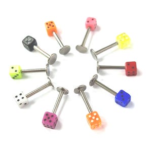 Cartilage Upper Ear Stud Tragus Labret Helix Bar Dice Earring
