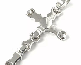 Silver Cross Pendant Solid 925 Large Size Plain Movable Sterling Hallmarked 36g