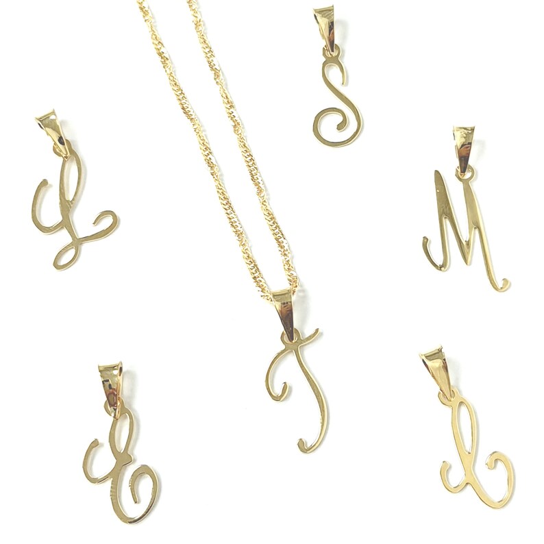 thumbnail image 2 of 18K Yellow Gold Filled Ladies Initial ID Necklace – Bar Pendant With Rolo Chain (45cm) 2 of 6