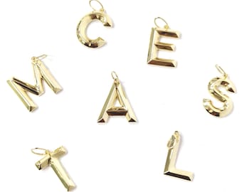 9ct Gold Initial Pendant Solid Yellow Fancy Script Style 1.5cm Height Approx.