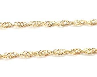 9ct Gold Singapore Twist Chain: 1.5mm Wide, Hallmarked