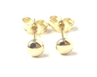 9ct Gold Round Stud Earrings Yellow Hallmarked 3.4mm Diameter 2.2mm Thickness 0.2g