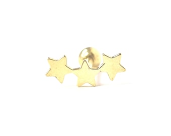 9ct Gold Stars Cartilage Earring Bar Helix Tragus Body Piercing 7.4mm Long 0.3g
