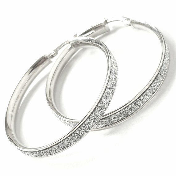 Maestro Collection - 9K Yellow Gold Sparkle Station Hoop Earrings - 7522792