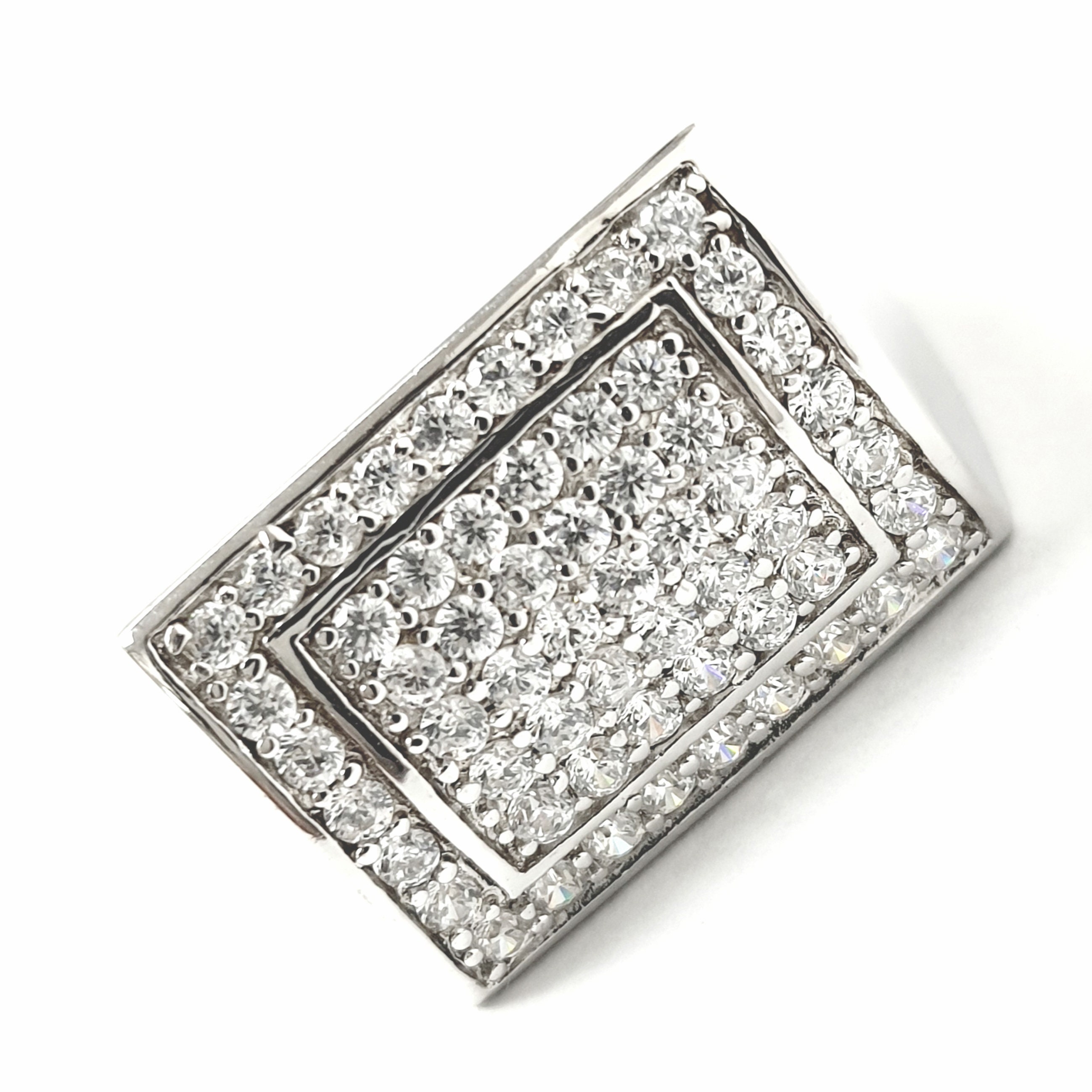 ラブ&ヘイト　ドロップリング　♯13 SV925×CZ White Cubic Zirconia Rhodium Over Sterling Silver Ring With