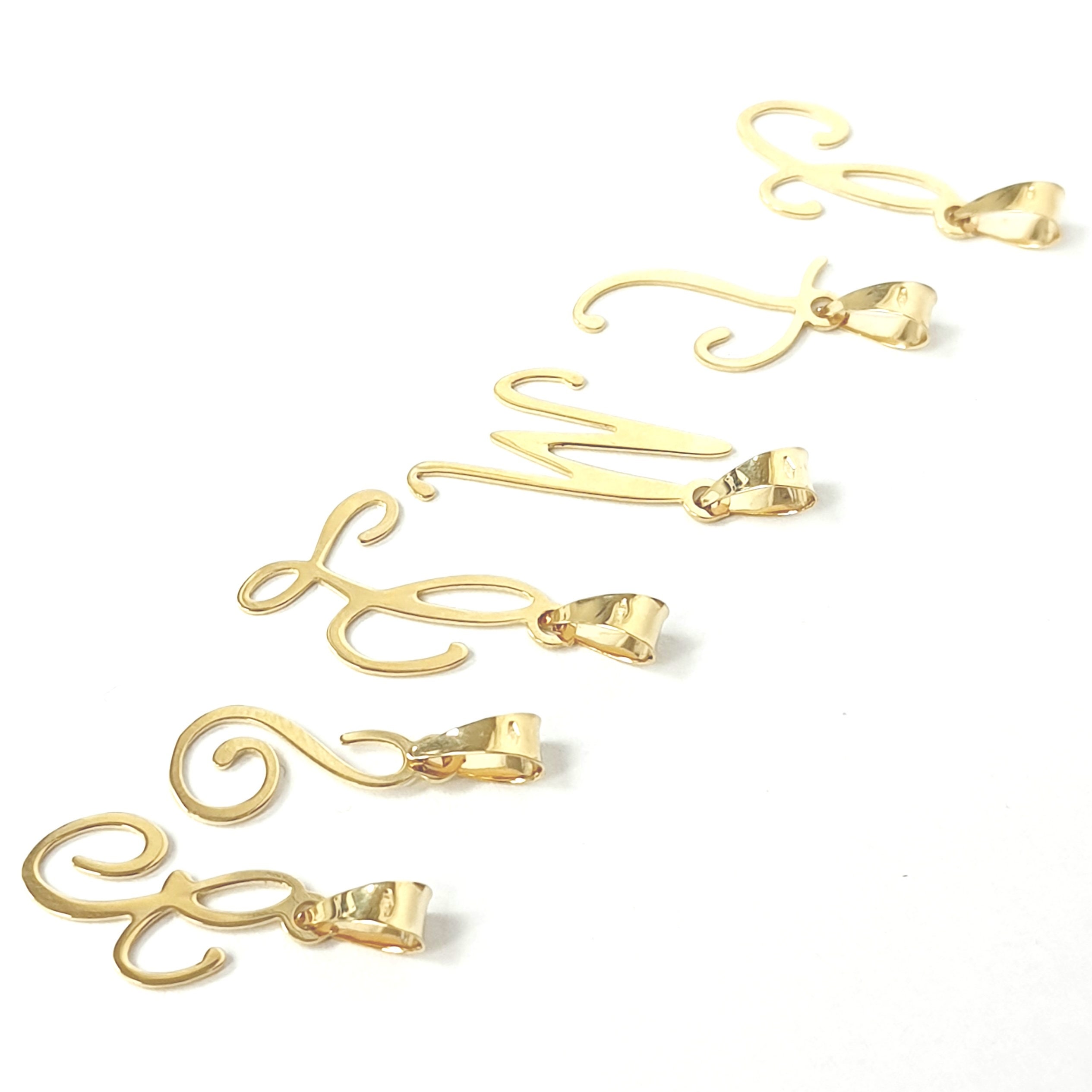 9ct Gold Initial Pendants Ladies Yellow Fancy With or Without Etsy UK