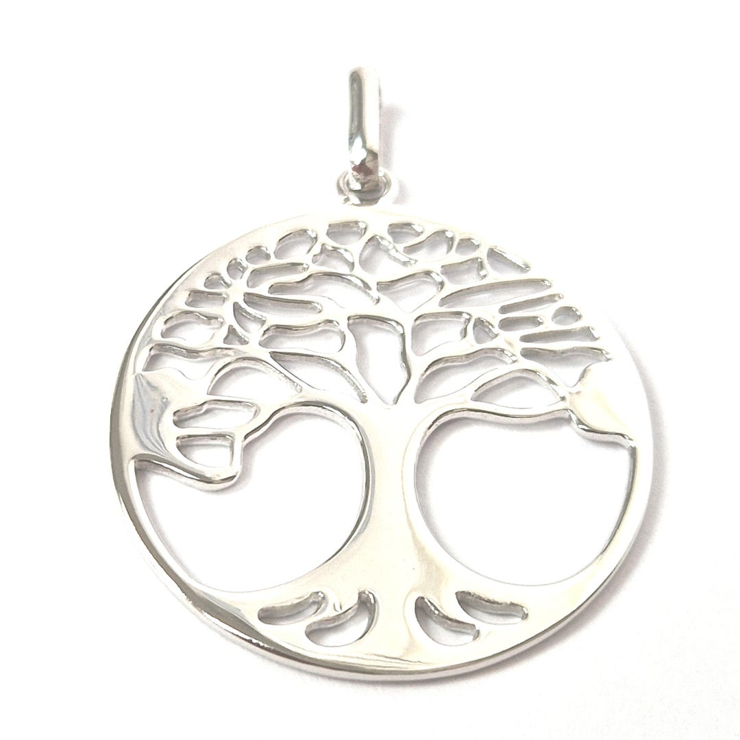 925 Sterling Silver Tree of Life Pendant Round 34.2mm Diameter 5.8g ...