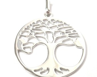 925 Sterling Silver Tree of Life Pendant Round 34.2mm Diameter 5.8g