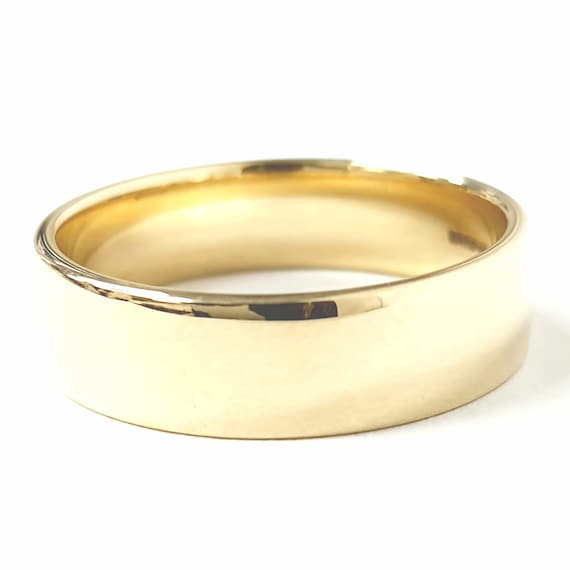 9ct Gold Wedding Band Yellow Plain Soft Court 6mm Wide Brand New