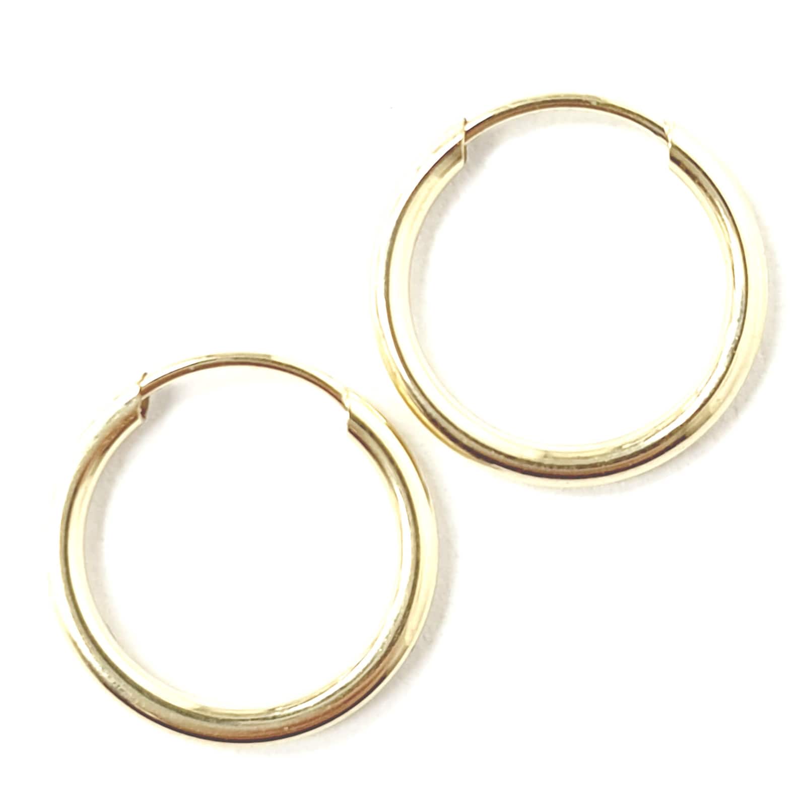 9ct Gold Sleeper Hoop Earrings 12mm Size Men's or Ladies Etsy