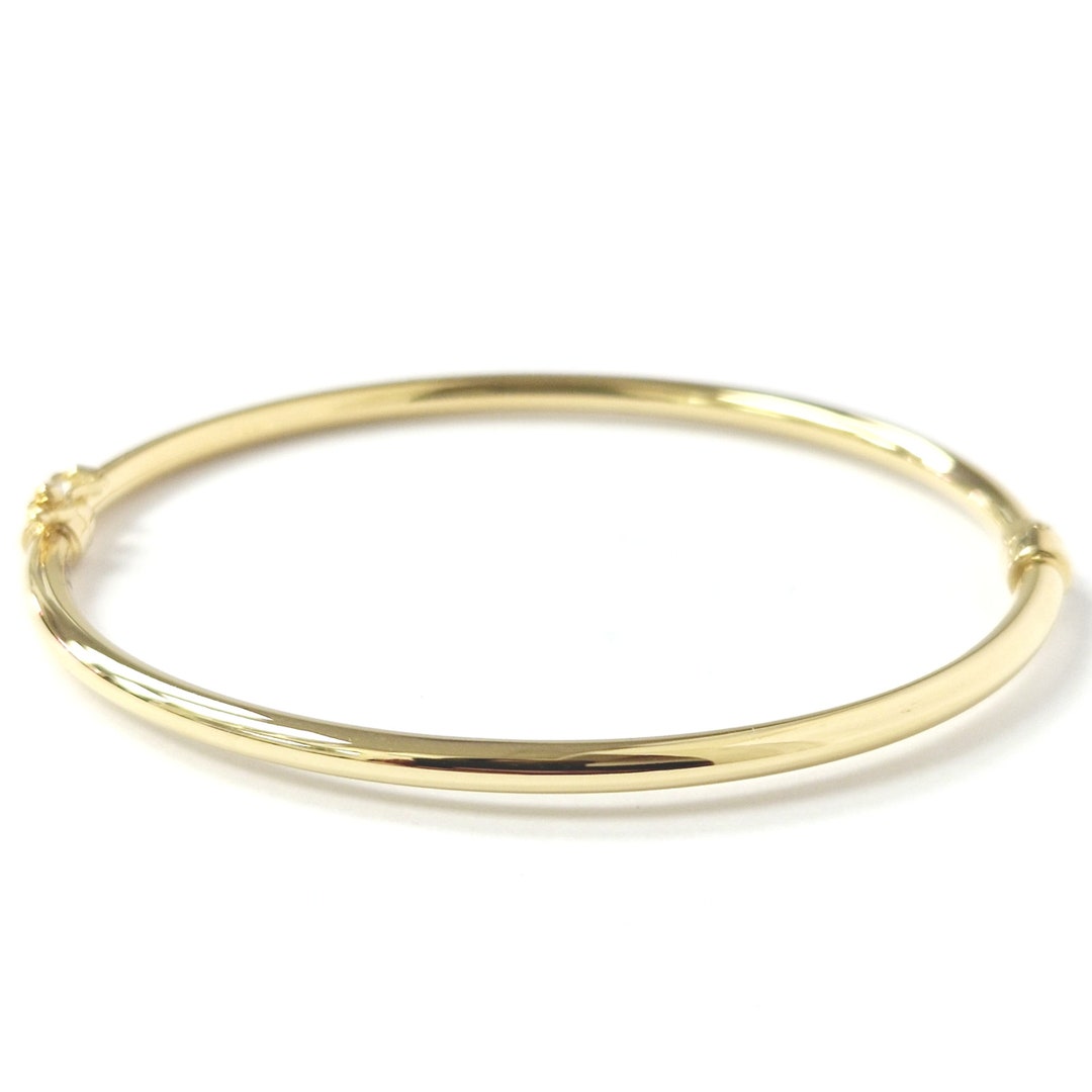 Ladies Gold Bangle 9ct Plain Rounded Hinged Safety Catch Yellow 2.9g 2.8mm Etsy UK