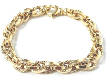 9ct Gold Fancy Link Bracelet - 7.5 Inches
