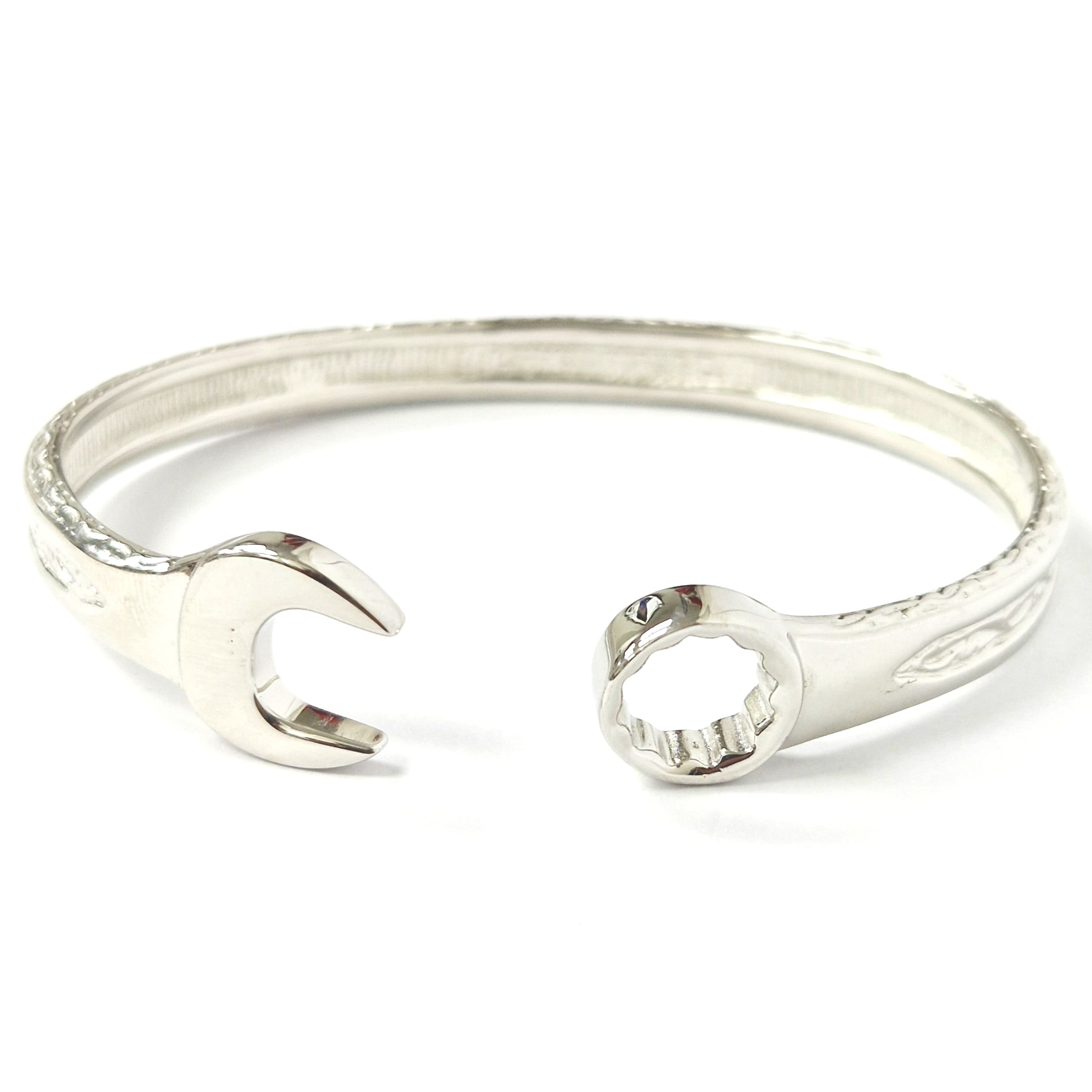 Men s Silver Bangle Solid Heavy Spanner 925 Sterling Silver 29.5g Hallmarked Etsy