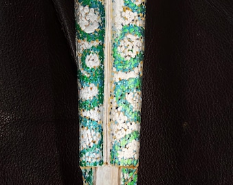 Slender Statue of the Virgin Mary; Religious Catholic Christian Icon Handpainted with gold painted stars around her halo