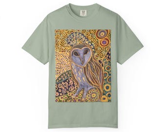 T-shirt met kerkuilillustratie | Kunst met grillige nachtvogelpatronen