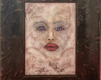 Portrait of Figure in Amorphous Fog or Shroud; Unique Contemporary Art; Wall/Desk Art; Handpainted by Disabled Artist; Gift for Pride Month