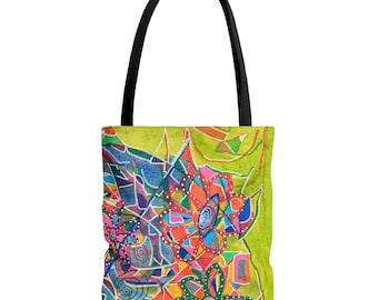Abstract Painting Tote Bag, Colorful Original Art, Shoulder Bag