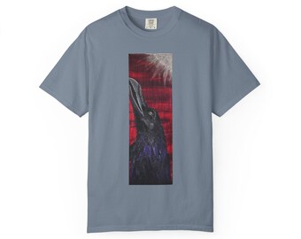 Raven Howling at Moon T-Shirt | Gothic Crow Night Sky
