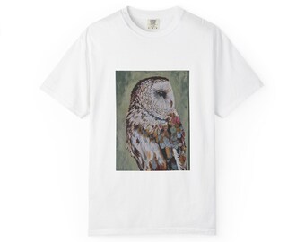 Barn Owl Illustration T-Shirt | Watercolor Owl Art, Nature Wildlife Tee