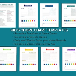 Kids Chore Charts Printable INSTANT DOWNLOAD Kid's - Etsy