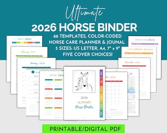 2026 究極の馬ケアプランナー | 馬記録管理ジャーナル（印刷可能） | 乗馬プランナー | デジタル馬バインダー | 馬獣医ケアプランナー