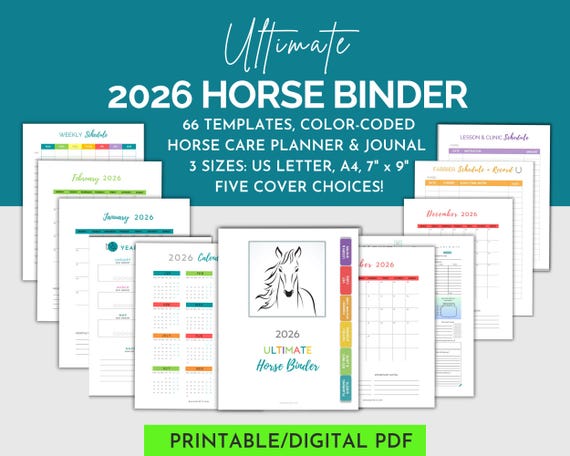 2026 ULTIMATE HORSE Care Planner | Horse Record Keeping Journal Printable | Equestrian Planner| Digital Horse Binder| Horse Vet Care Planner