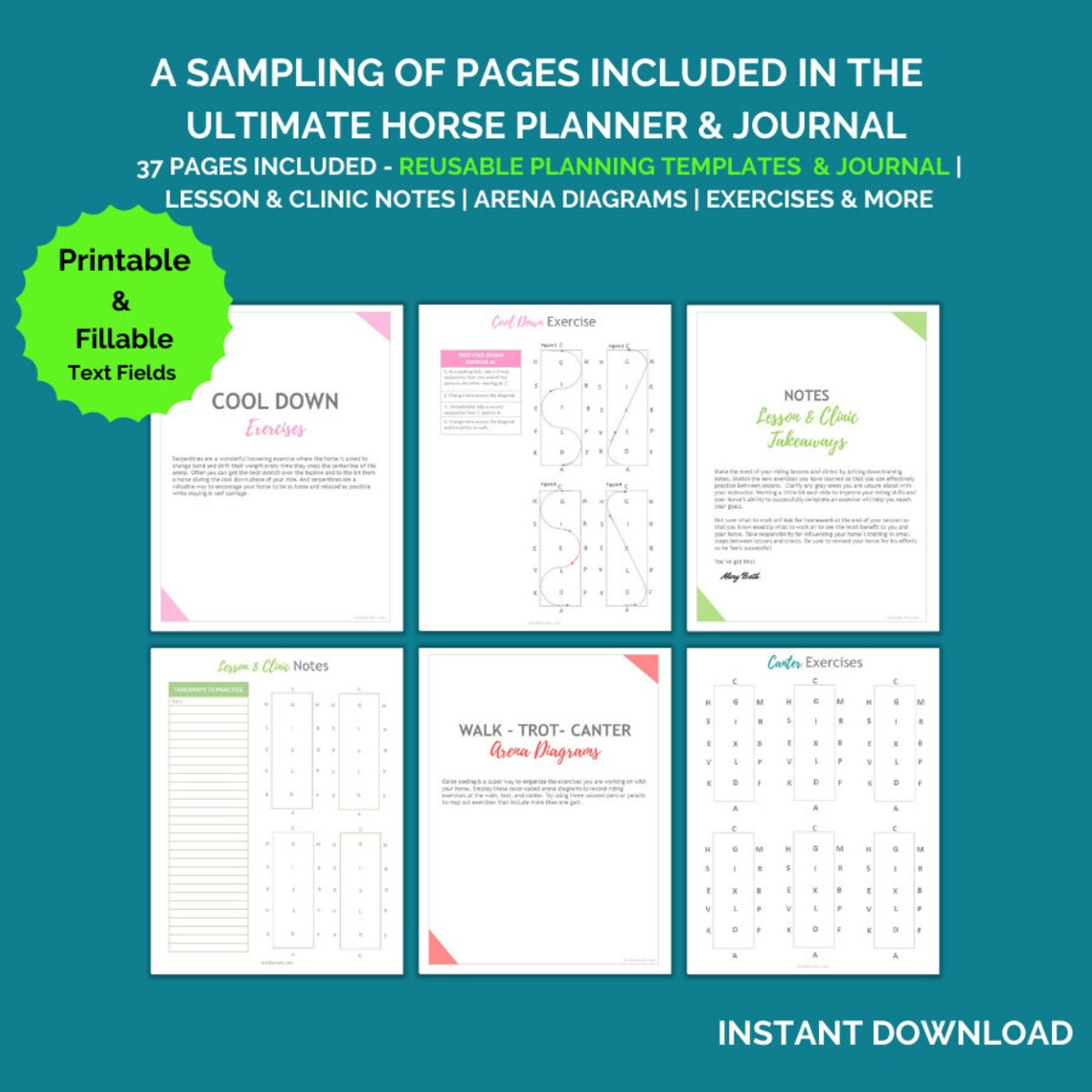 HORSE Planner & Journal, Printable Equestrian Planner, Dressage Journal