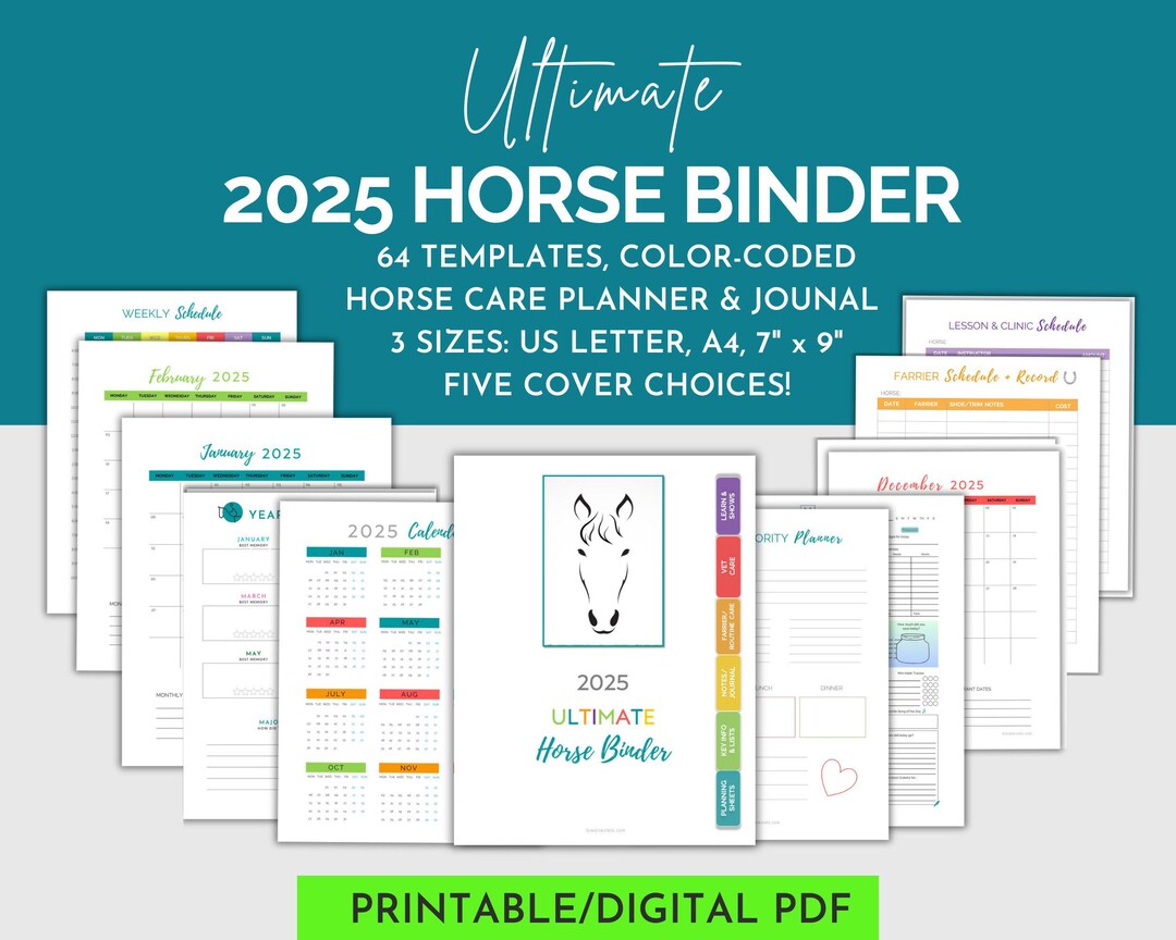 2025 ULTIMATE HORSE Care Planner | Horse Record Keeping Journal ...