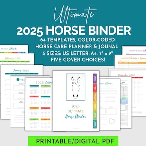 2025 ULTIMATE HORSE Care Planner | Horse Record Keeping Journal Printable | Equestrian Planner| Digital Horse Binder| Horse Vet Care Planner