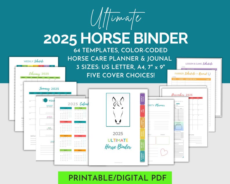 2025 ULTIMATE HORSE Care Planner | Horse Record Keeping Journal ...