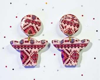 Boho Cow Head Dangle Earrings