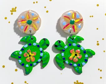 Pendientes colgantes de tortuga marina