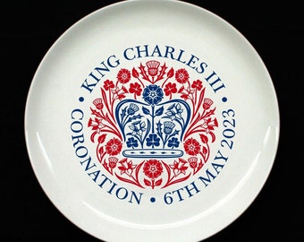 KCIII: King Charles - Official Coronation Emblem - Commemorative - Tribute - Fine bone china Coupe Plate