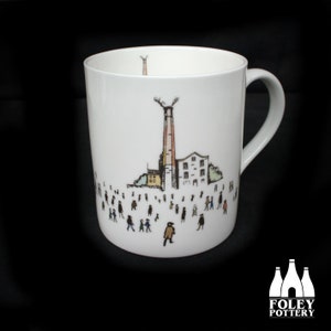 PL: Quarry Bank Mill, Styal, Cheshire, Wilmslow, Manchester, inspirerad, Illustrerad, Fint benporslin - Mugg