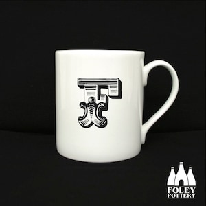 ALPH: F - Alfabeto - Letra - Inspirado - Ilustrado - Homenaje - Taza de porcelana fina