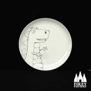 TR: Dinosaur - Tyrannosaurus Rex - Illustrated - Cartoon - Fine Bone China - Coupe Plate
