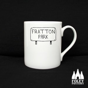 FFS: Portsmouth FC - Fratton Park -  Illustrated - inspired ( street sign ) - Fine bone china mug