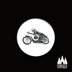 MRL: Motorcycle Racing Legend - Bill Ivy - CR93 Chis Honda - 1964 Brit 125cc Champion - (Illustrated) - (Tribute) - Ceramic coaster