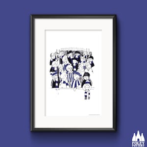 FANS: Sheffield Wednesday, The Owls,Football fans, Supporters, Cartoon, Inspired,  Illustrated, Tribute - Fine Art Print