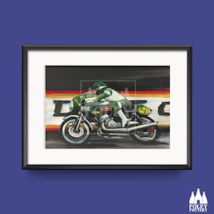 MC: Classic Racing Motorbikes - Kawasaki 500 H1E - Triple - Isle of Man 1974 -  Inspired - ( Illustrated ) - Tribute - Fine Art Print