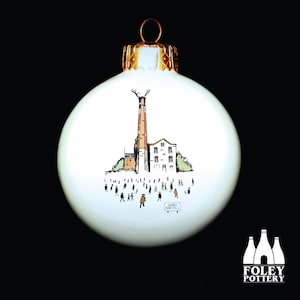 PL: Quarry Bank Mill - Styal - Cheshire - Manchester - illustrerad - Inspirerad - Hyllning - Fint benporslin - Julgranskulor