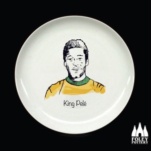 FFC: Pele, Brazil, World Cup, Football legend, Illustrated, Tribute - Fine Bone China Plate